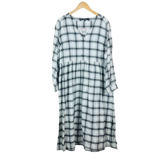 MADEWELL Plaid Flannel Button Front Midi Dress Size 12 NWT Cozy $128 LARGE - Picture 4 of 12